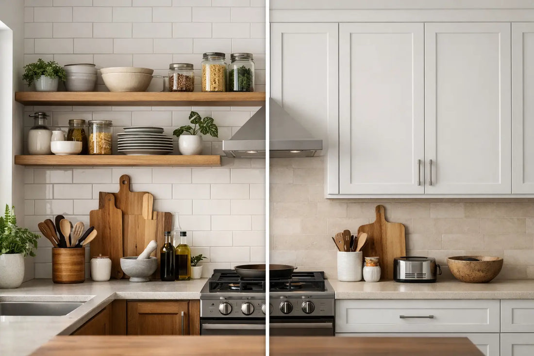 Open Shelving vs Kitchen Cabinets