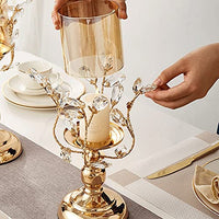 Crystal Glass Gold Candlestick Holder