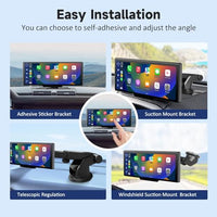Double Din CarPlay Screen – 10" IPS HD Touch Display with 4K Front & 1080P Rear Camera