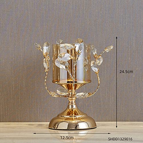 Crystal Glass Gold Candlestick Holder