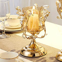 Crystal Glass Gold Candlestick Holder