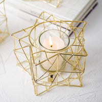 Geometric Wrought Iron Candle Holder – Decorative Set