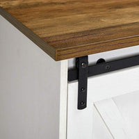 Farmhouse Fireplace TV Stand with Sliding Barn Doors and Storage