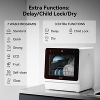 Hermitlux Portable Countertop Dishwasher with Built-in Water Tank