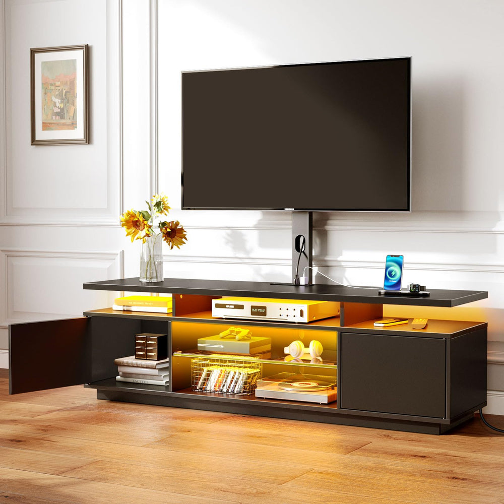 LED TV Stand with Mount Power Outlet and Storage