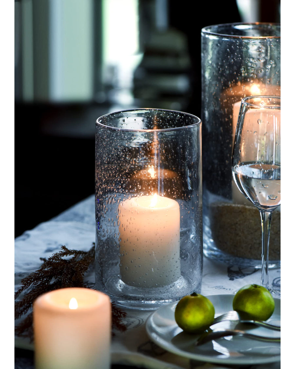 ARIAMOTION Hand-Blown Glass Hurricane Candle Holders – Set of 3