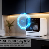 Hermitlux Portable Countertop Dishwasher with Built-in Water Tank