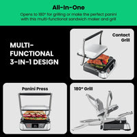 Panini Press Grill Sandwich Maker with Non Stick Plates