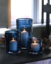ARIAMOTION Hand-Blown Glass Hurricane Candle Holders – Set of 3