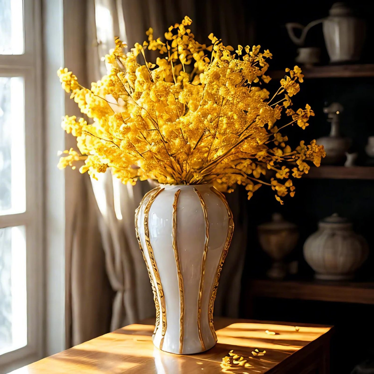White and Gold Ginger Jar Vase