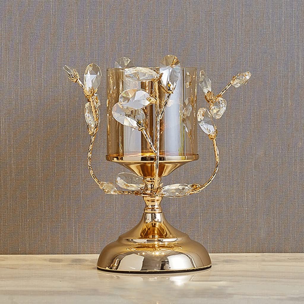 Crystal Glass Gold Candlestick Holder
