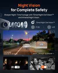 70mai 4K Dash Cam Front and Rear Inside (T800E)