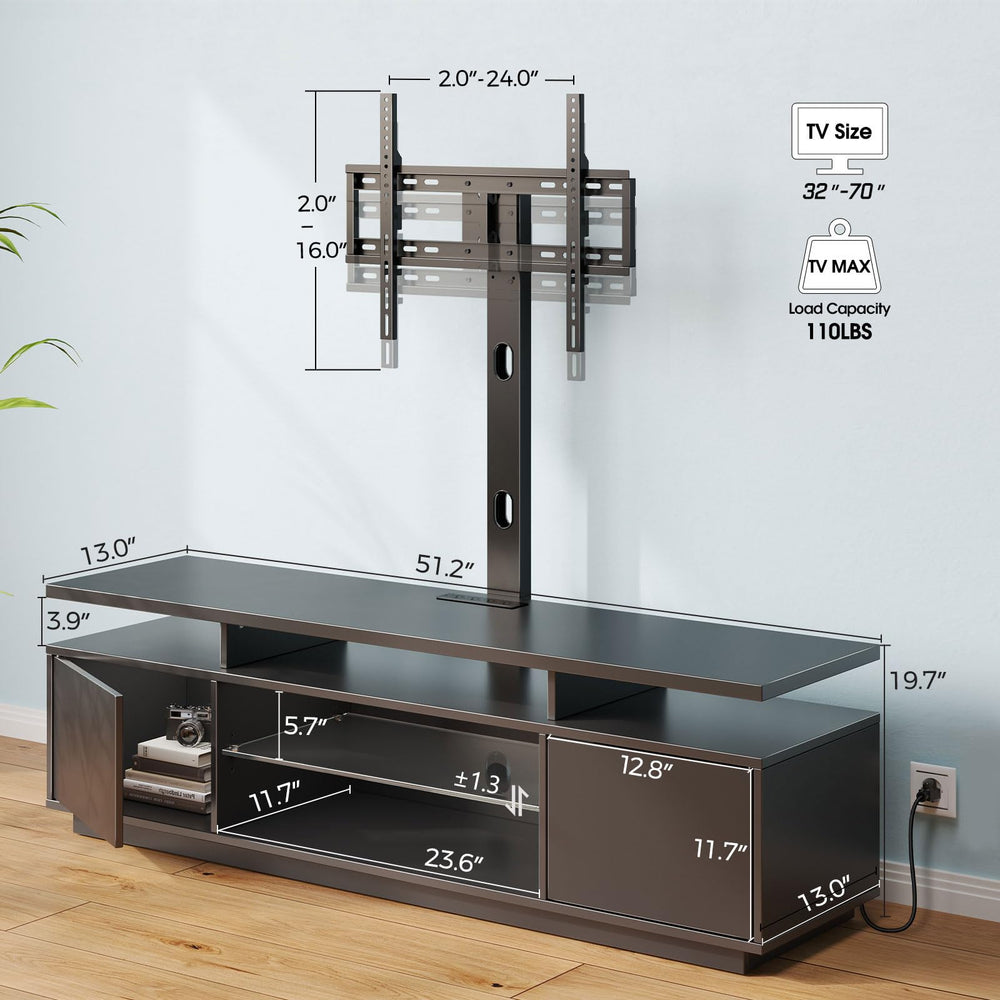LED TV Stand with Mount Power Outlet and Storage