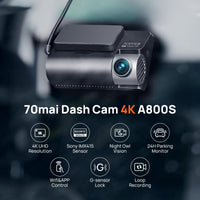 70mai 4K Dual Dash Cam with GPS, WiFi 6, ADAS and 24H Parking Mode