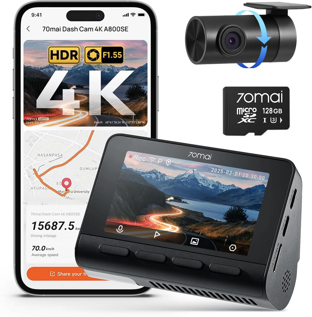 70mai 4K Dual Dash Cam with GPS, WiFi 6, ADAS and 24H Parking Mode