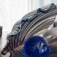 Blue Pearl Oyster Glass Sculpture