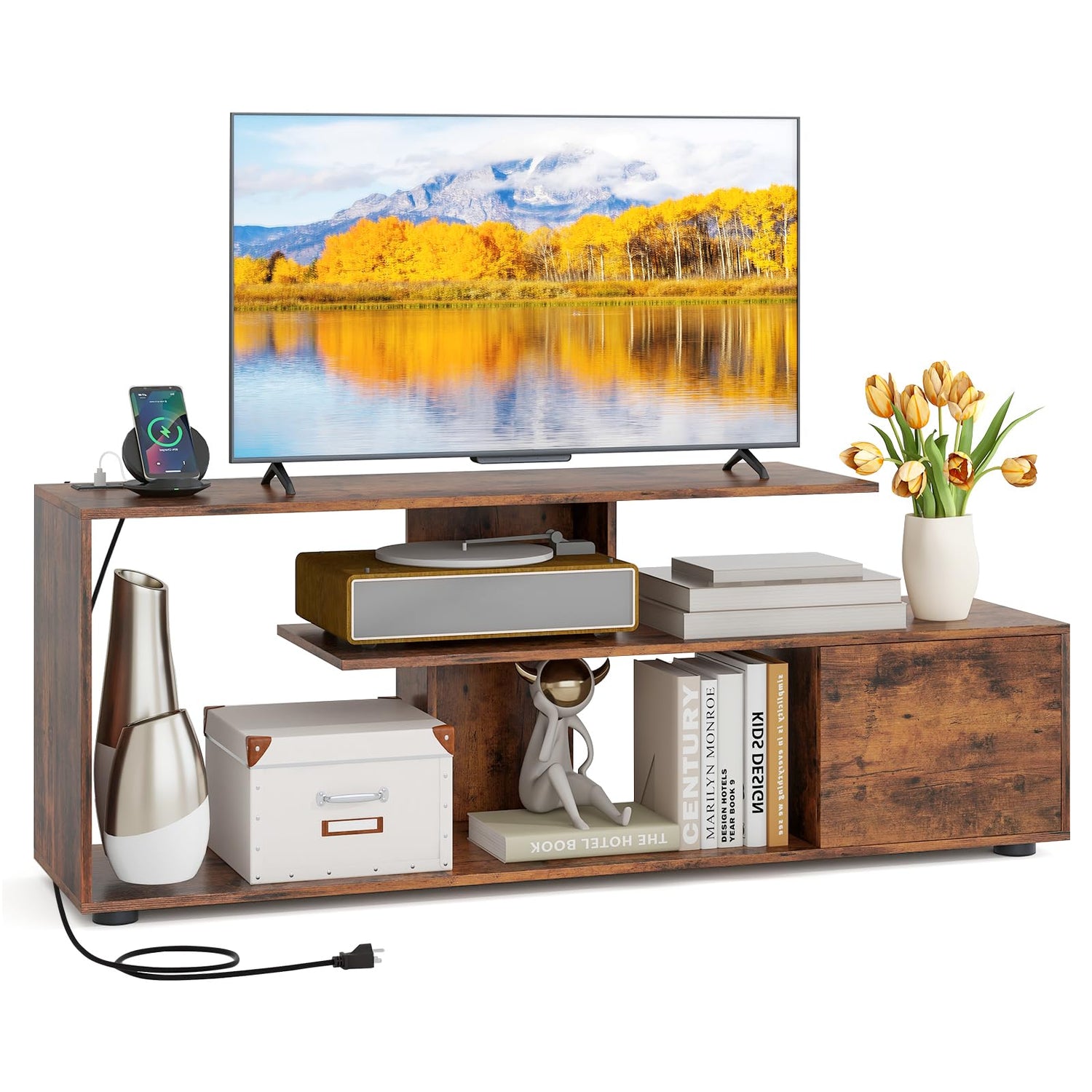 Giantex TV Stand with Power Outlet for TVs up to 55 Inch