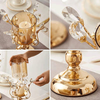 Crystal Glass Gold Candlestick Holder