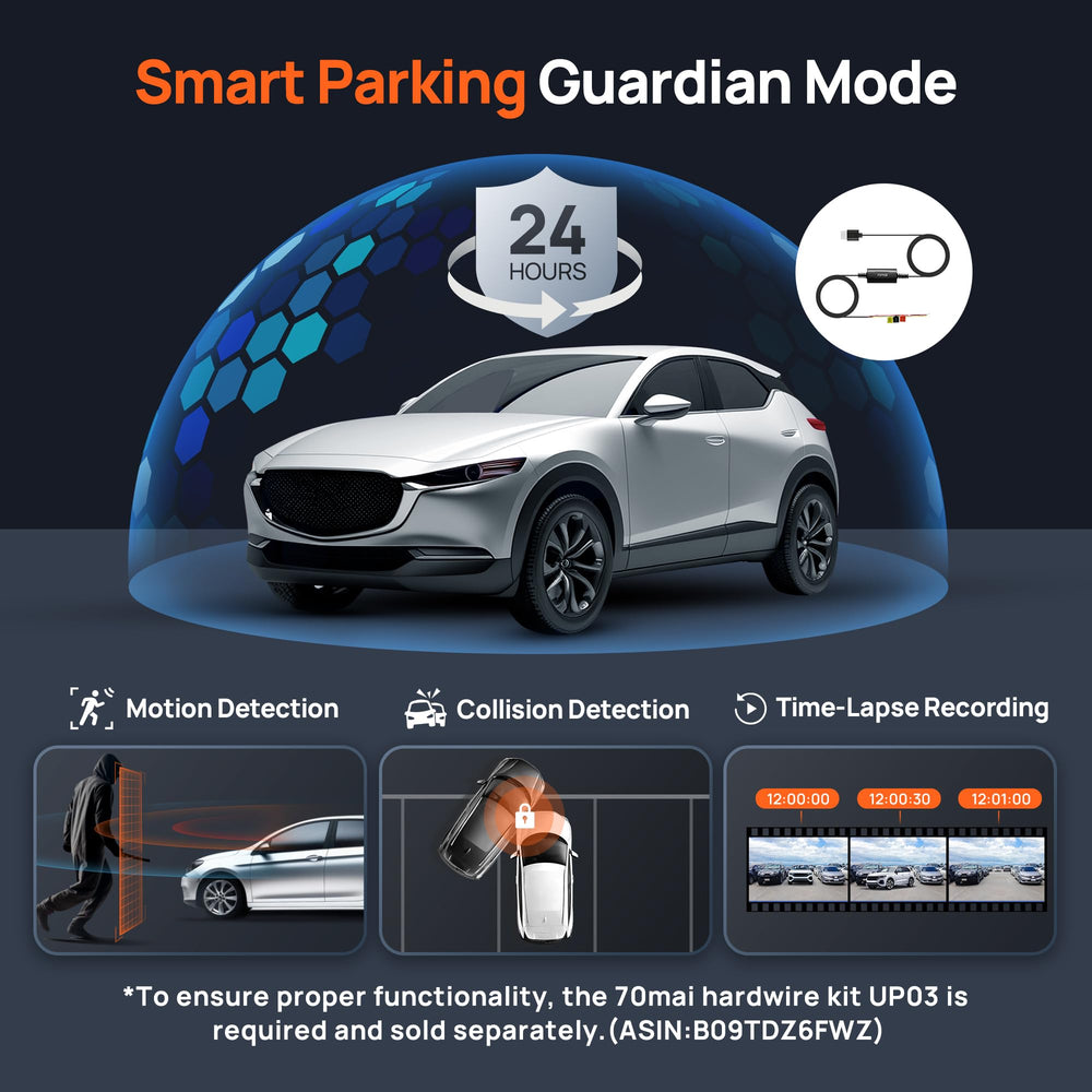 70mai 4K Dual Dash Cam with GPS, WiFi 6, ADAS and 24H Parking Mode