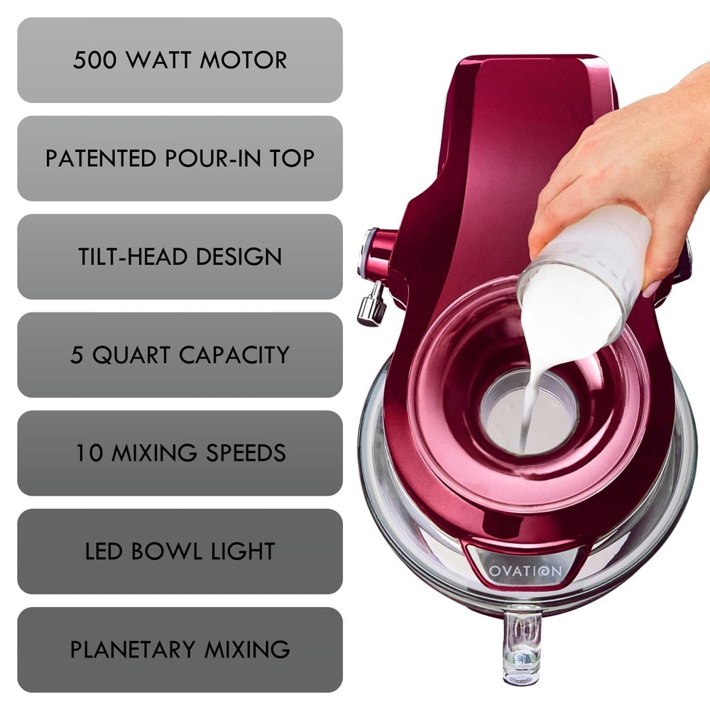 5 Quart Stand Mixer with Pour In Top and 500W Motor