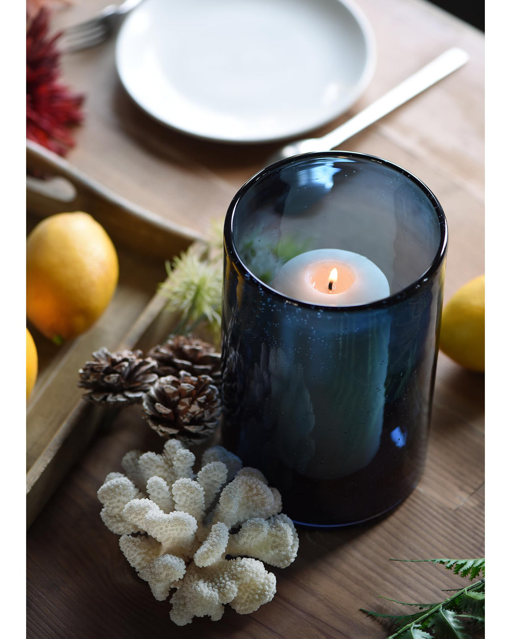 ARIAMOTION Hand-Blown Glass Hurricane Candle Holders – Set of 3