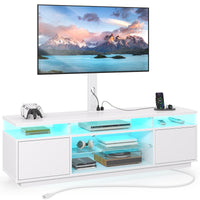 LED TV Stand with Mount Power Outlet and Storage