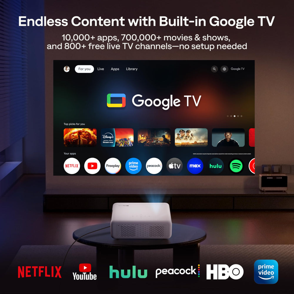 Smart Projector with WiFi Bluetooth Native 1080P and Dolby Audi