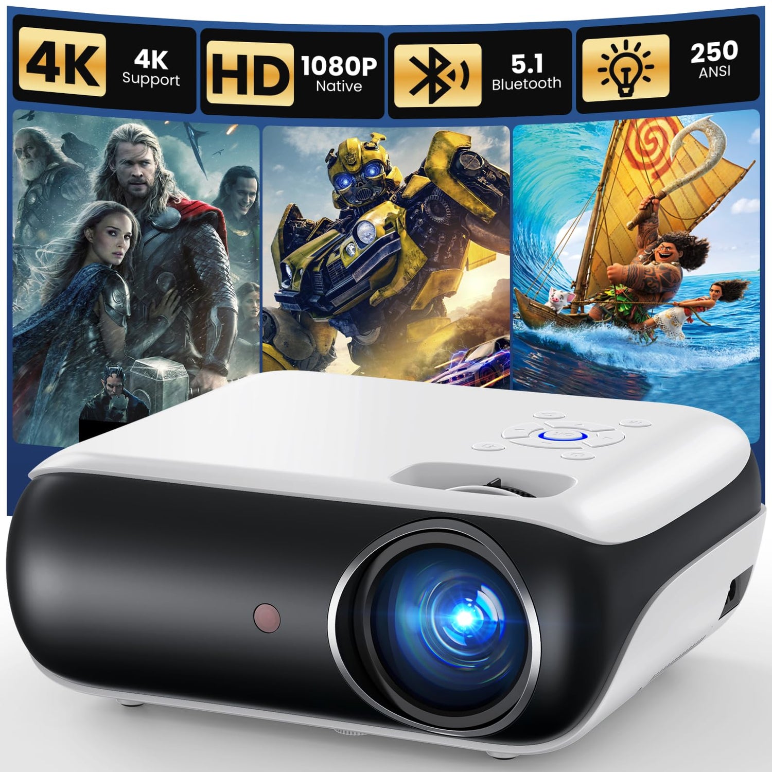 HAPPRUN H1 Native 1080P Bluetooth Projector