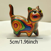 Nordic Whimsy Hand-Painted Wooden Kitten Sculpture