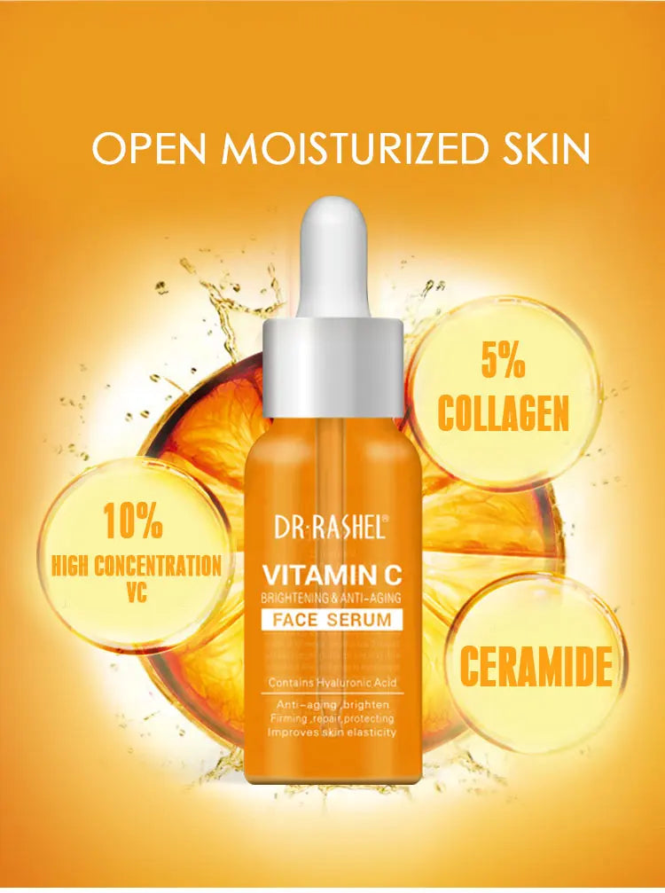 DR RASHEL Vitamin C Serum – Brightening & Anti-Aging Face Serum with Hyaluronic Acid (50ml)