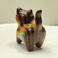 Nordic Whimsy Hand-Painted Wooden Kitten Sculpture
