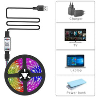 Smart RGB 5050 LED Wall Strip Lights Bluetooth Music Sync APP Remote Flexible Ribbon for TV Backlight Bedroom Home Party Decor