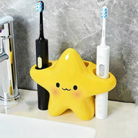 Cute Star Shaped Toothbrush Holder – Freestanding Bathroom Organizer for Toothbrush & Toothpaste | Space Saving Sink Storage