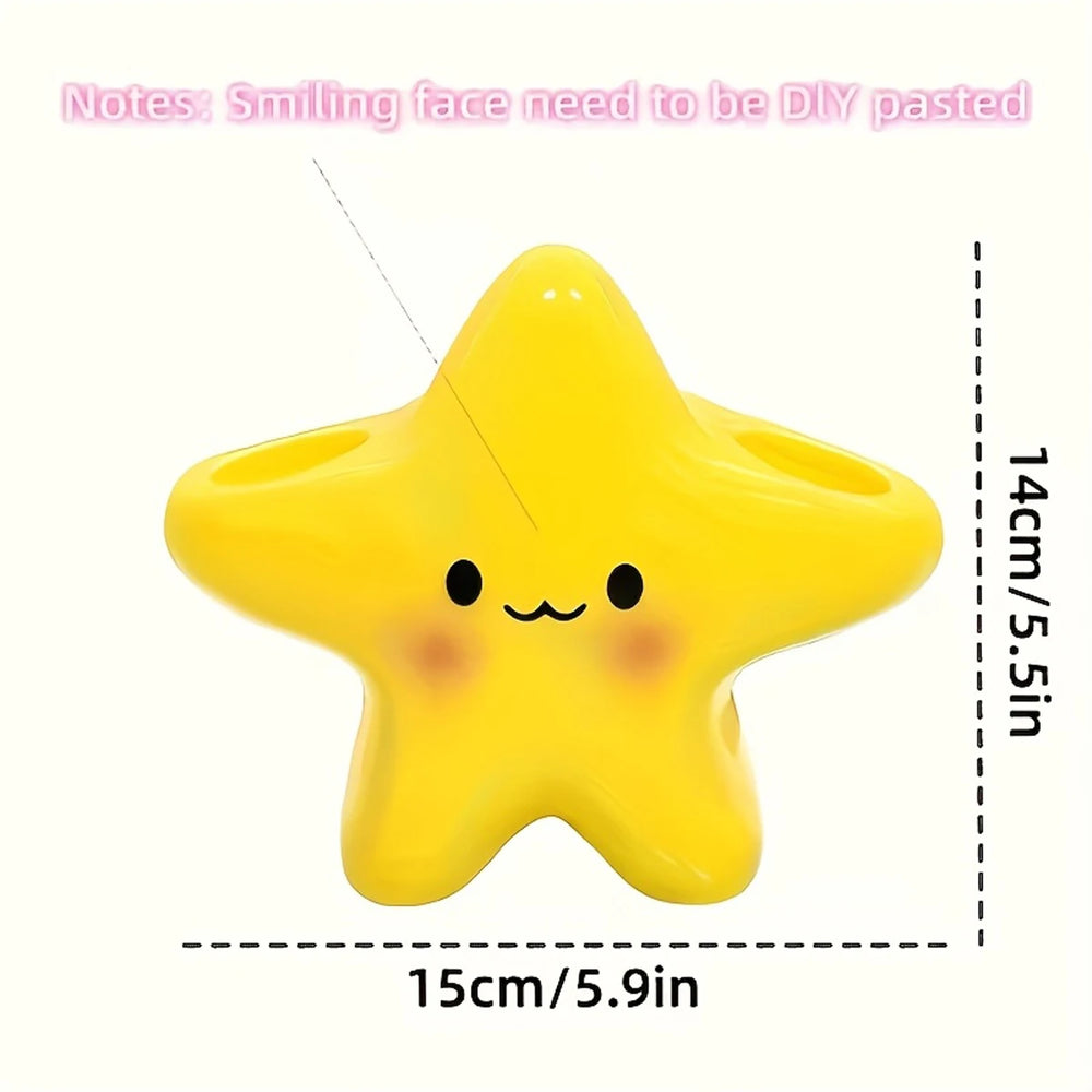 Cute Star Shaped Toothbrush Holder – Freestanding Bathroom Organizer for Toothbrush & Toothpaste | Space Saving Sink Storage